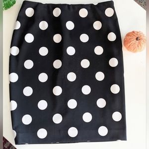 Black and white polka dotted pencil skirt